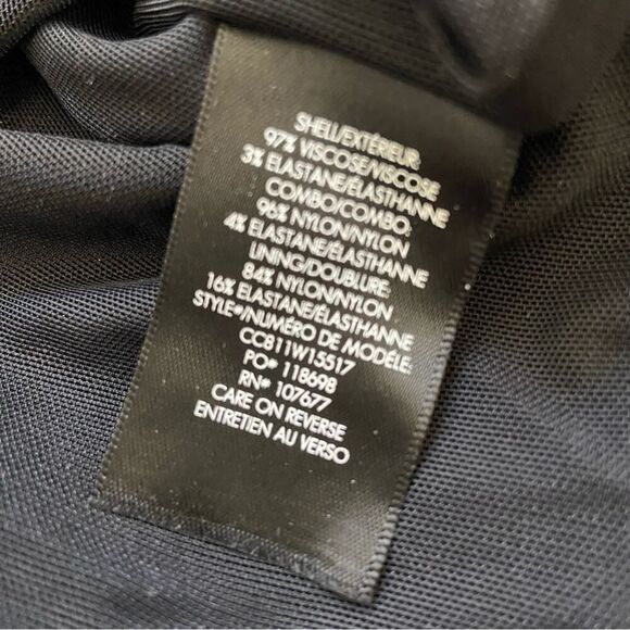 Alice + Olivia Kaine Mesh Insert Asymmetrical Hem Midi Dress Black Size 2 - Picture 11 of 16